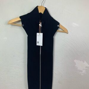 Quince 100% Mongolian Cashmere Ribbed Collar Blazer Insert Dickey Black L/XL NWT